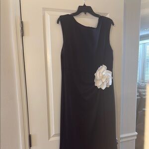 Elegant Black Dress with White Floral Accent